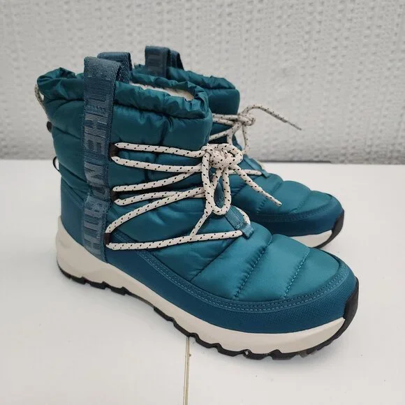 The North Face Women's ThermoBall Lace Up Waterproof Boots Teal Blue Size 9 - Picture 1 of 13